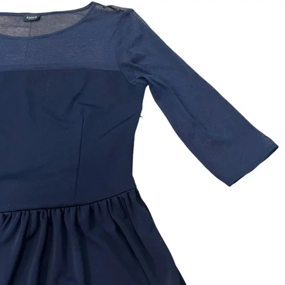 Emme Marella Navy Mesh Top Fit & Flare Dress L - Picture 2 of 4